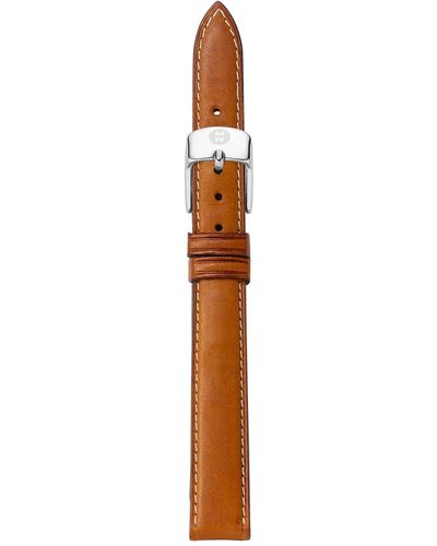 Michele 14mm Saddle Calfskin Leather Strap - White