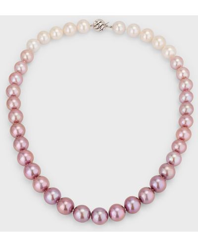 Belpearl 18k White Gold Purple Ombre Pearl Necklace, 10-12mm - Pink
