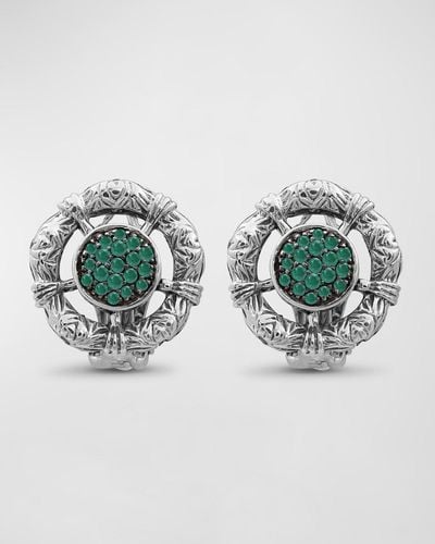 Stephen Dweck Emerald Earrings In Sterling Silver - Multicolor