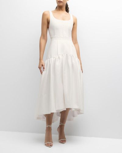 Alice + Olivia Diana Sleeveless Structured Midi Dress - White