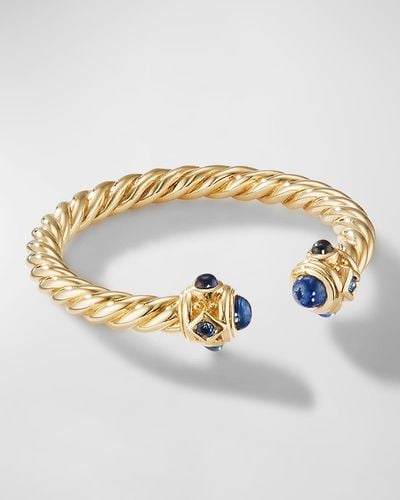 David Yurman Renaissance Ring With Blue Sapphires In 18k Gold, 2.3mm - White