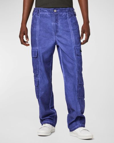 Hudson Jeans Overdyed Wide-Leg Cargo Pants - Blue