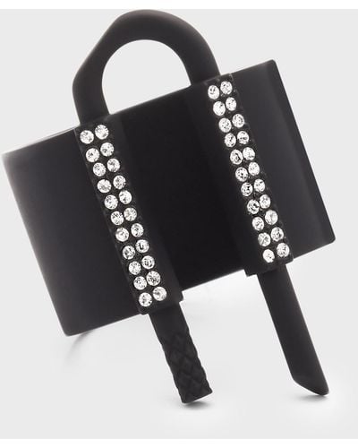 Givenchy U Lock Ring With Crystals - Black