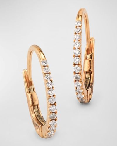 Lisa Nik 18k Rose Gold Diamond Hoop Earrings - White
