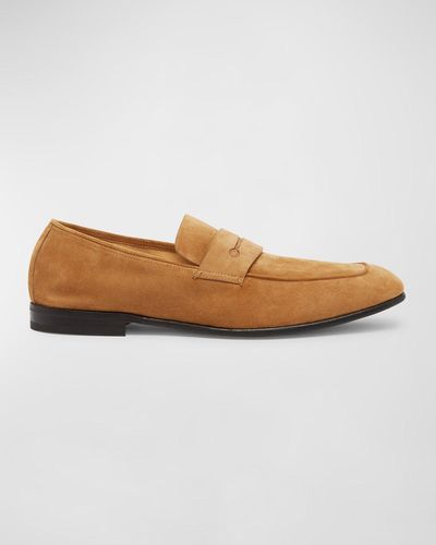 Zegna Suede Penny Loafers - White