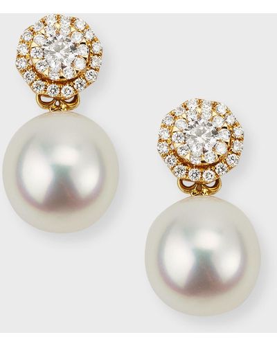 Belpearl 18k Yellow Gold South Sea Pearl And Diamond Earrings - Metallic