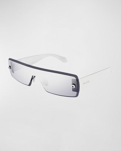 Alaïa Mirrored Metal Shield Sunglasses - White