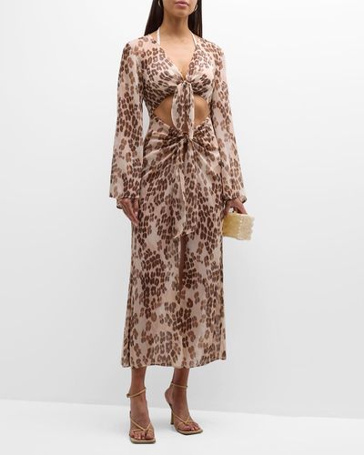 Cinq À Sept Talita Leopard-Print Maxi Dress Coverup - Brown