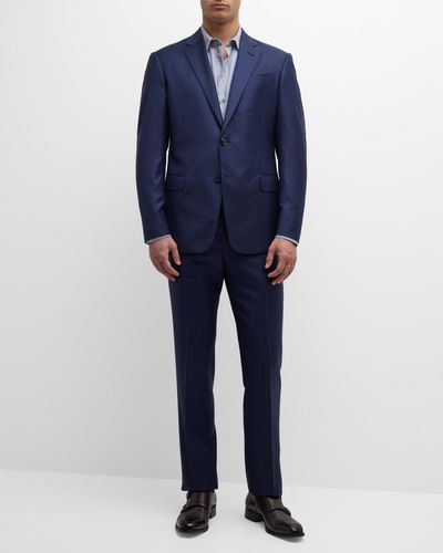 Giorgio Armani Solid Wool Suit - Blue