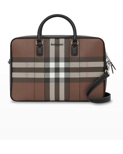 Burberry Ainsworth Giant Check-e Canvas Briefcase Bag - Brown