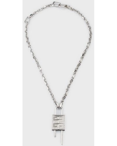 Givenchy 4g Crystal Lock Pendant Necklace - White