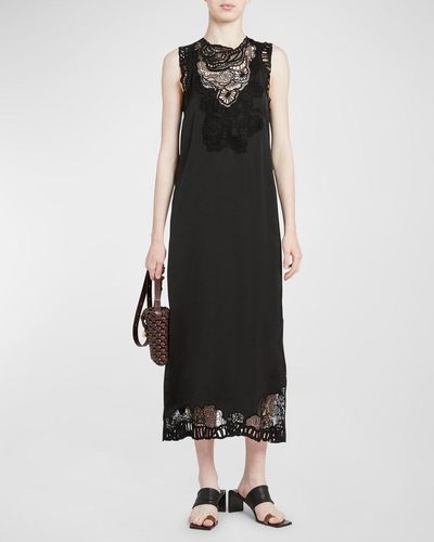 Jil Sander Embroidered Lace Midi Dress - Black