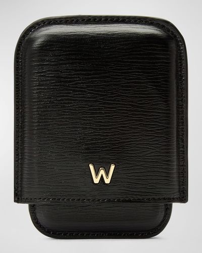 Wolf W-Plaqué Recycled Leather Molded Card Holder - Black