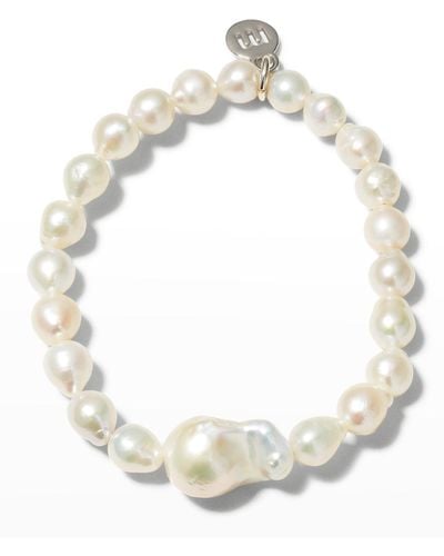 Margo Morrison Mixed Size Baroque Pearl Stretch Bracelet - White