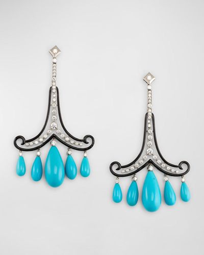 Cicada Jewelry Teardrop And Diamond Earrings With Enamel - Blue