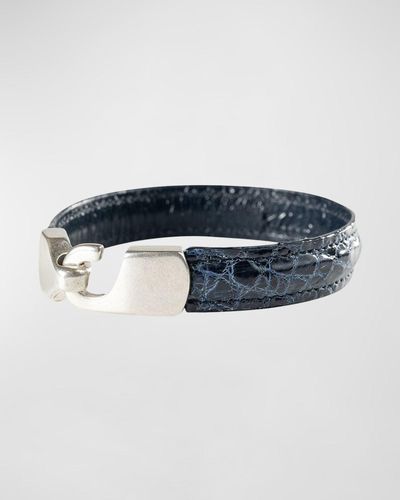 Abas Alligator Leather Bracelet - Blue