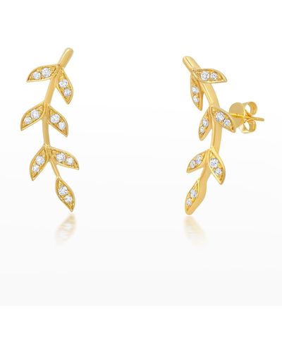 Graziela Gems 18K Folha Diamond Climber Earrings - Metallic
