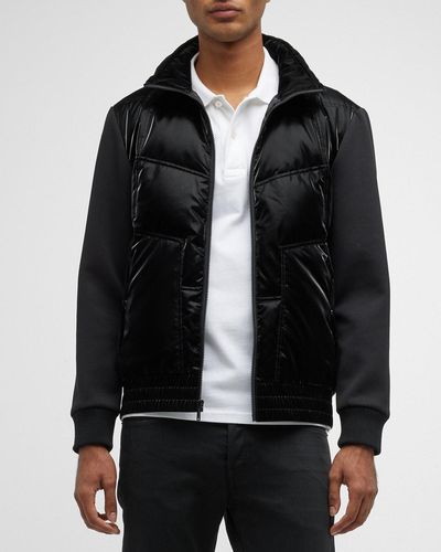 Karl Lagerfeld Mixed-Media Quilted Jacket - Black
