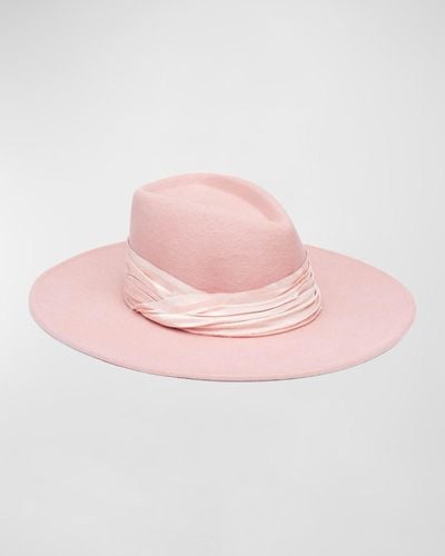 Eugenia Kim Harlowe Wide-Brim Felt Fedora Hat - Pink