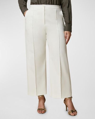 Marina Rinaldi Plus Size Ermes Cropped High-Rise Canvas Pants - White