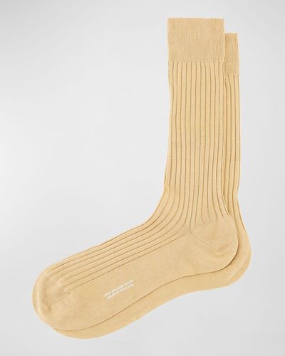 Pantherella Mid-calf Stretch-lisle Dress Socks - Natural