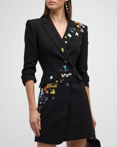 Cinq À Sept Sequin Flower Linnea Mini Blazer Dress - Black