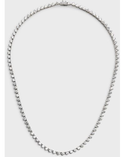 Neiman Marcus Platinum 3-prong Round Diamond Fg/vs Straight Necklace, 17"l - White