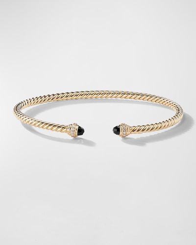 David Yurman Cablespira Bracelet With Gemstone And Diamonds In 18k Gold, 3mm - Natural