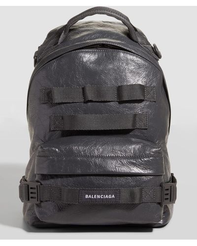 Balenciaga Army Webbed Multi-Strap Leather Backpack - Gray