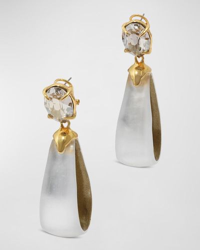 Alexis Bonbon Crystal Lucite Teardrop Hoop Earrings - White