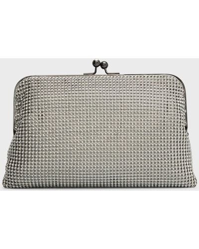 Whiting & Davis Dimple Embellished Mesh Clutch Bag - Gray
