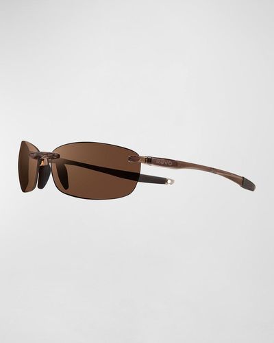 Revo Descend Fold Rimless Sunglasses - Brown