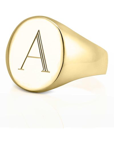 Sarah Chloe Lana 14K Initial Signet Ring, Size 3-9 - Metallic