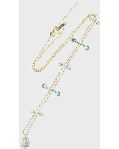 Stevie Wren 18k Yellow Gold Aquamarine Teardrop Charm Necklace With Diamonds - White