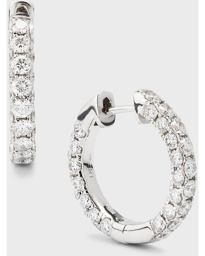 Graziela Gems 18k White Gold 3-side Diamond Hoop Earrings - Multicolor