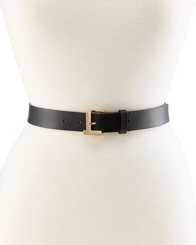 Lafayette 148 New York L Beam Buckle Leather Belt - Natural