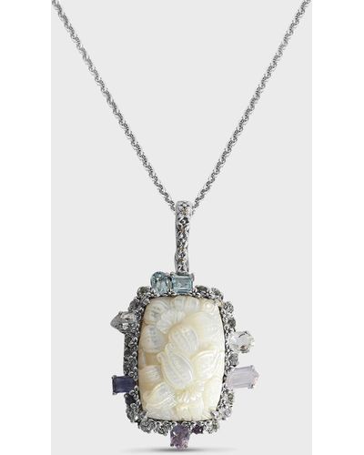 Stephen Dweck Mother-of-pearl, Amethyst, Iolite And White Topaz Pendant Necklace