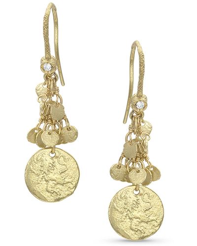 Dominique Cohen 18k Yellow Gold Griffin Coin Classic Fringe Earrings - Metallic