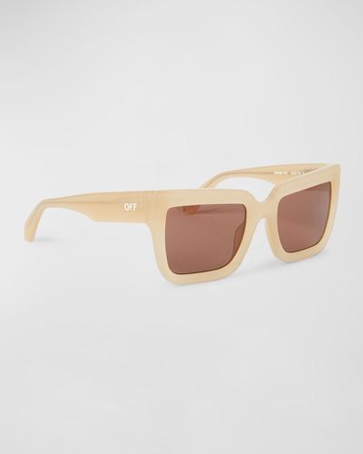 Off-White c/o Virgil Abloh Firenze Logo Acetate Butterfly Sunglasses - Natural