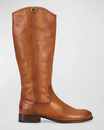 Frye Melissa Button Leather Tall Riding Boots - Brown