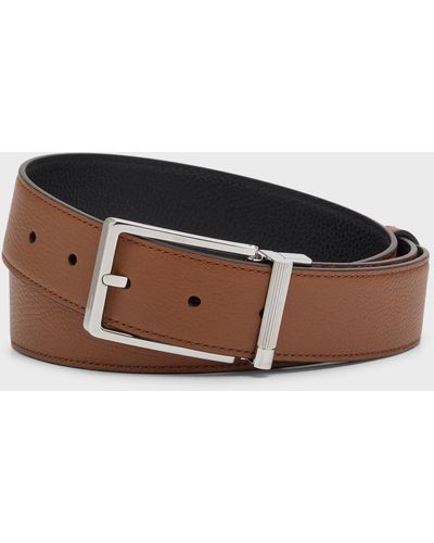 Dunhill Cadogan Reversible Leather Roller-Buckle Belt - Brown