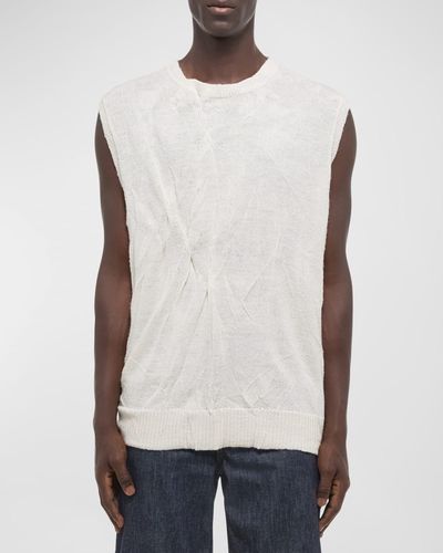 Helmut Lang Crushed Intarsia Sleeveless T-Shirt - White