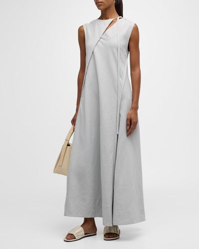Co. Sleeveless Linen Maxi Slip Dress - Gray