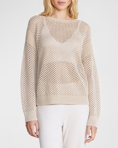 Barefoot Dreams Sunbleached Open-Stitch Cotton Pullover - Natural