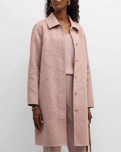 TSE Double-Face Cashmere Embossed Coat - Pink