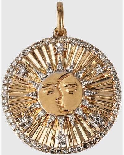 Kastel Jewelry Textured Celestial Diamond Kiss Pendant - Metallic