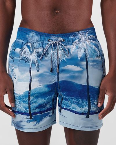 Bugatchi Tropical Landscape Swim Trunks - Blue