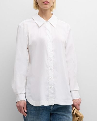 Finley Sylvie Button-Down Silky Poplin Shirt - White