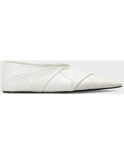 Jil Sander Tripon Layered Leather Ballerina Flats - Natural