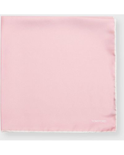Tom Ford Micro-logo Silk Pocket Square - Pink